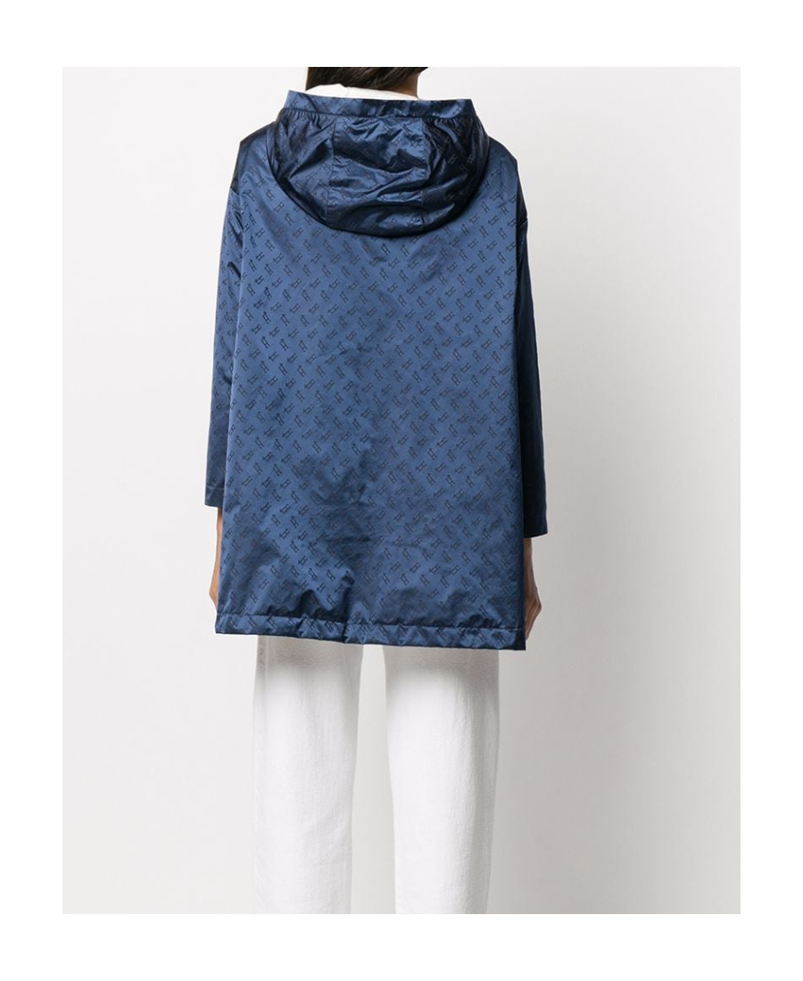 Herno Logo Print Hooded Jacket In Blue