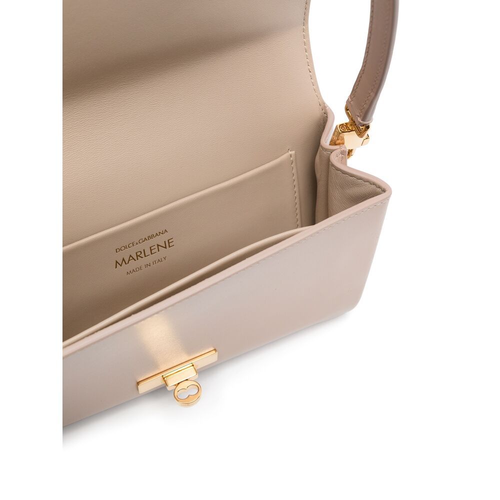 Dolce & Gabbana Leather Marlene Shoulder Bag In Nude