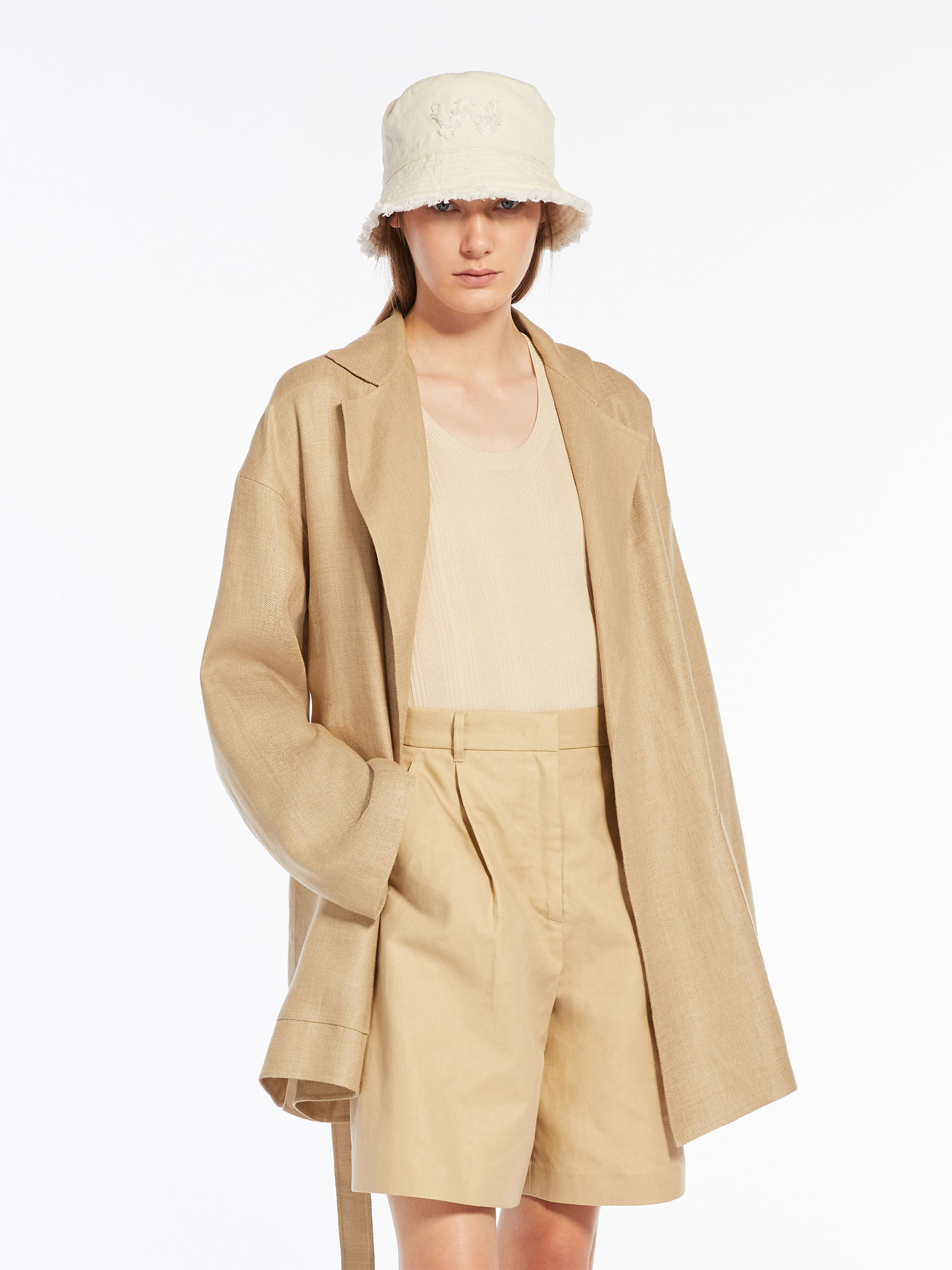 Shop Weekend Max Mara Belted Long-sleeved Jacket In Nude