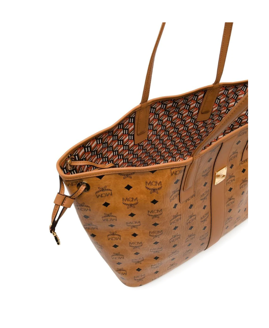 Mcm Liz Large Reversible Visetos Shopper Tote Bag In Brown