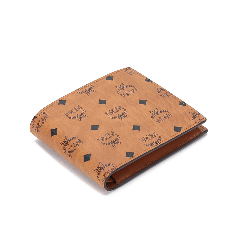 Mcm Small Monogram-print Bi-fold Wallet In Brown
