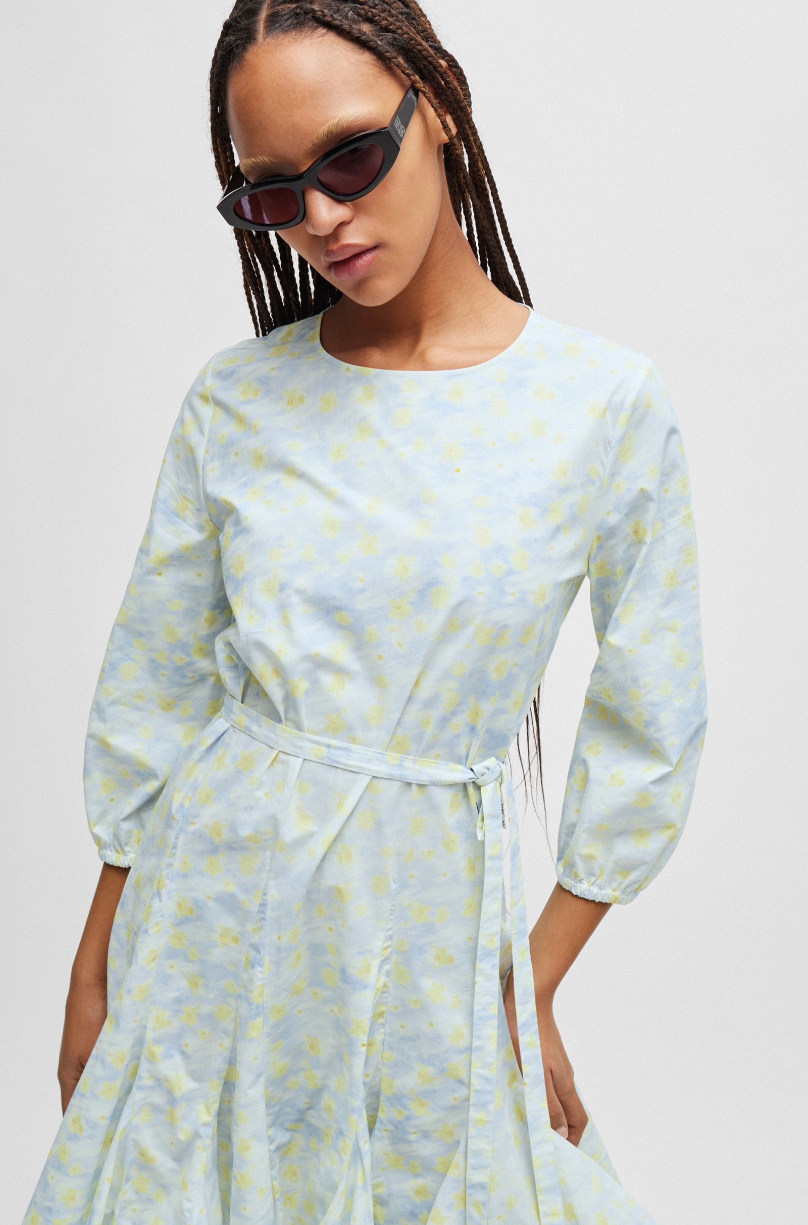 Hugo Boss Lotus Leaf Edge Dress In White