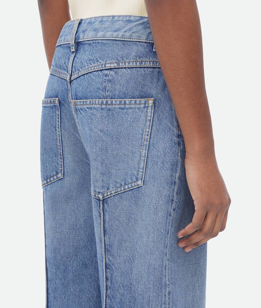 Bottega Veneta Curved Shape Vintage Indigo Denim In Blue
