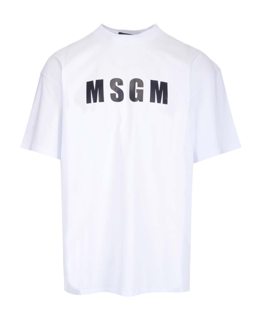 Msgm Logo-print Crew Neck T-shirt In White