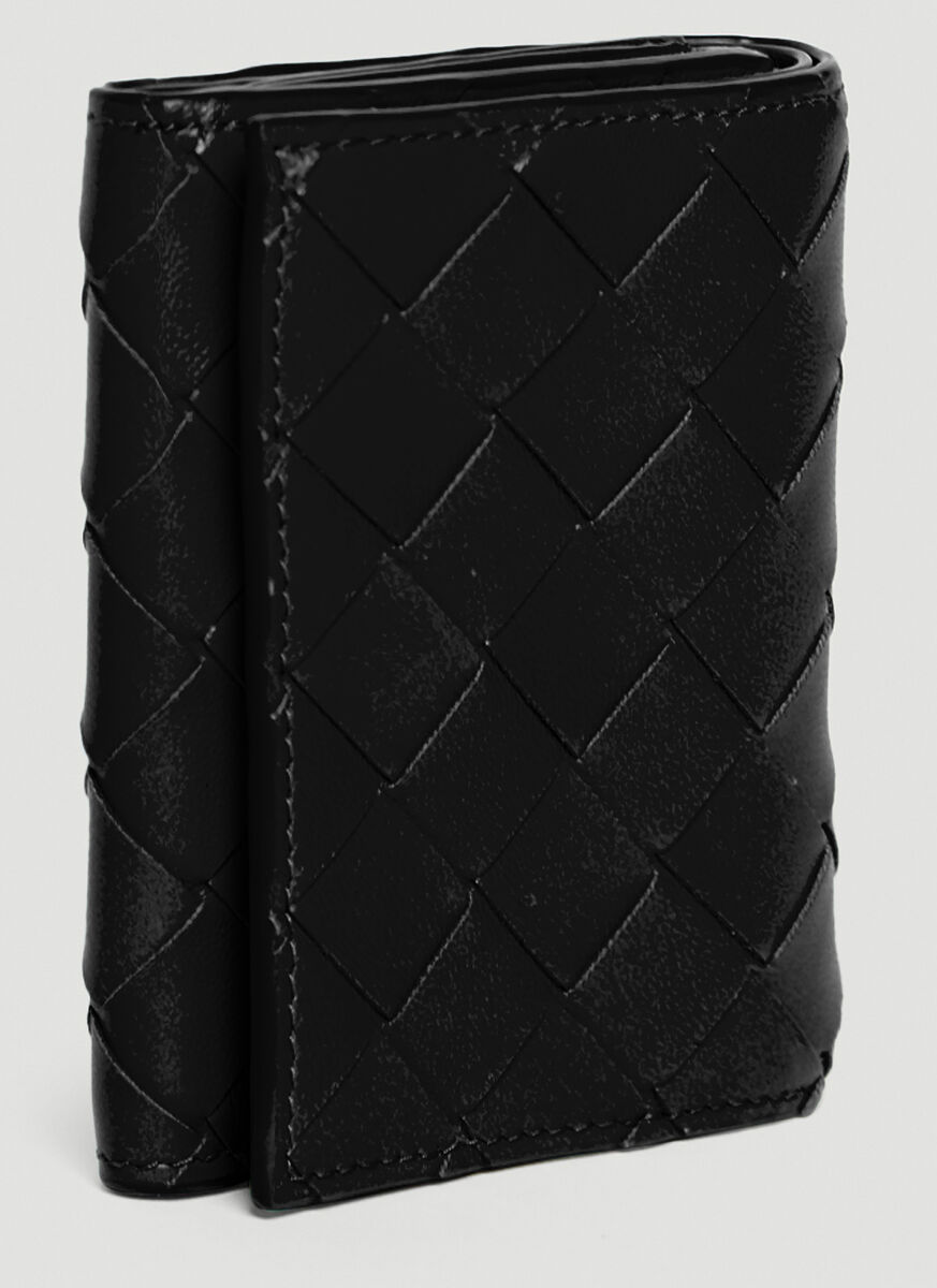 Bottega Veneta Intrecciato Tri-fold Wallet In Black