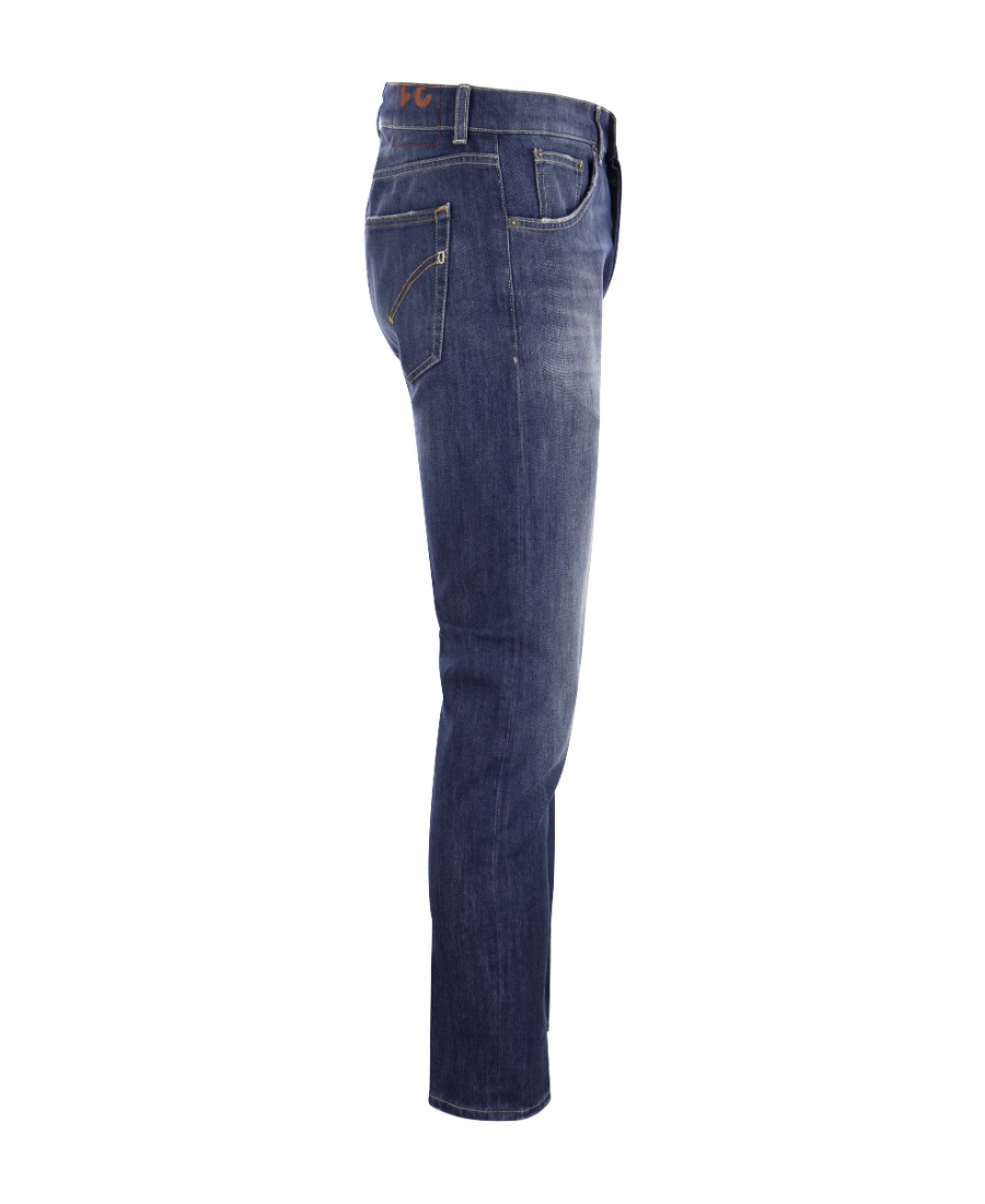 Dondup Denim Trousers With Belt Loops And Contrast Stitching In Blue