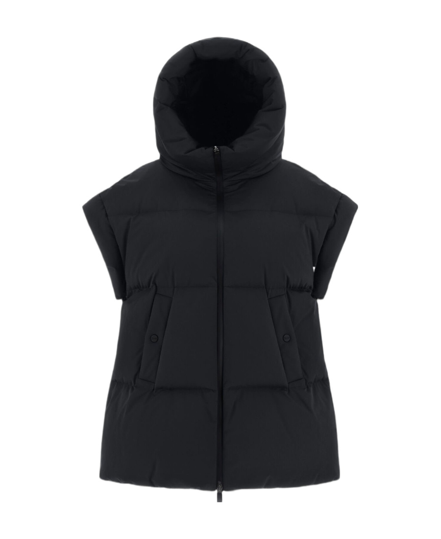 Herno Short-sleeved High-neck Down Jacket In Black