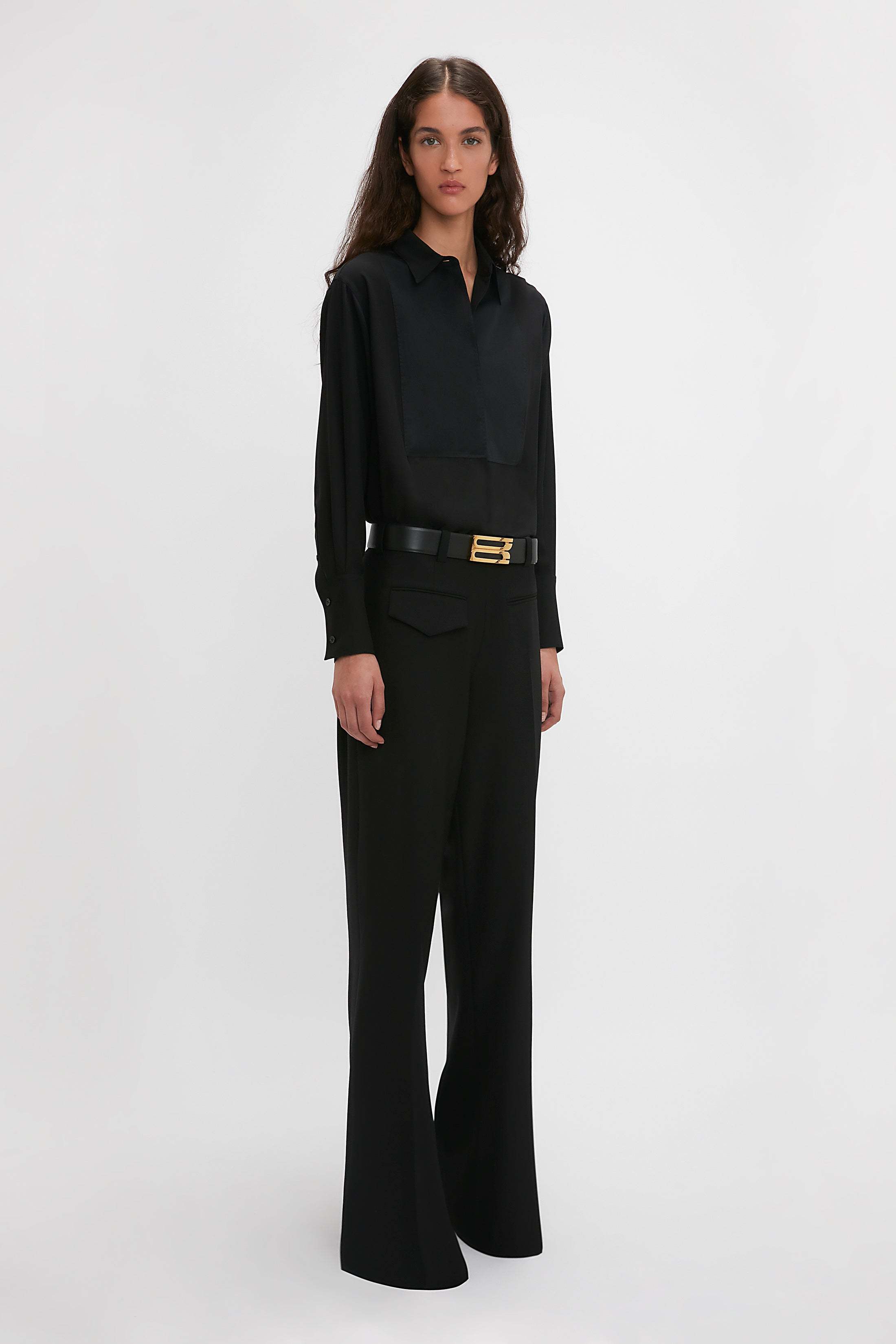 Victoria Beckham Casual Pants On The Reverse Side Of First Shearing Wool In Black