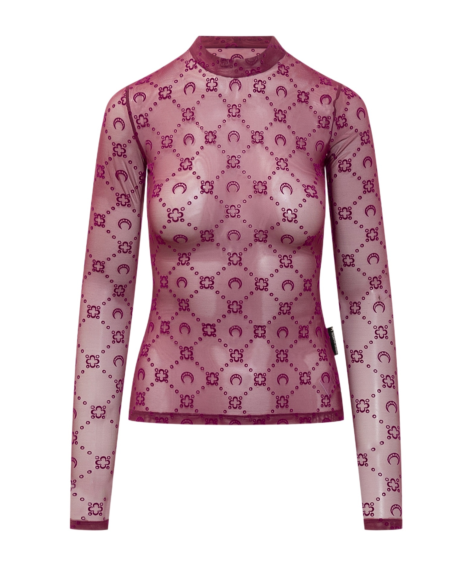 Marine Serre Second Skin Semi-sheer Top In Pink
