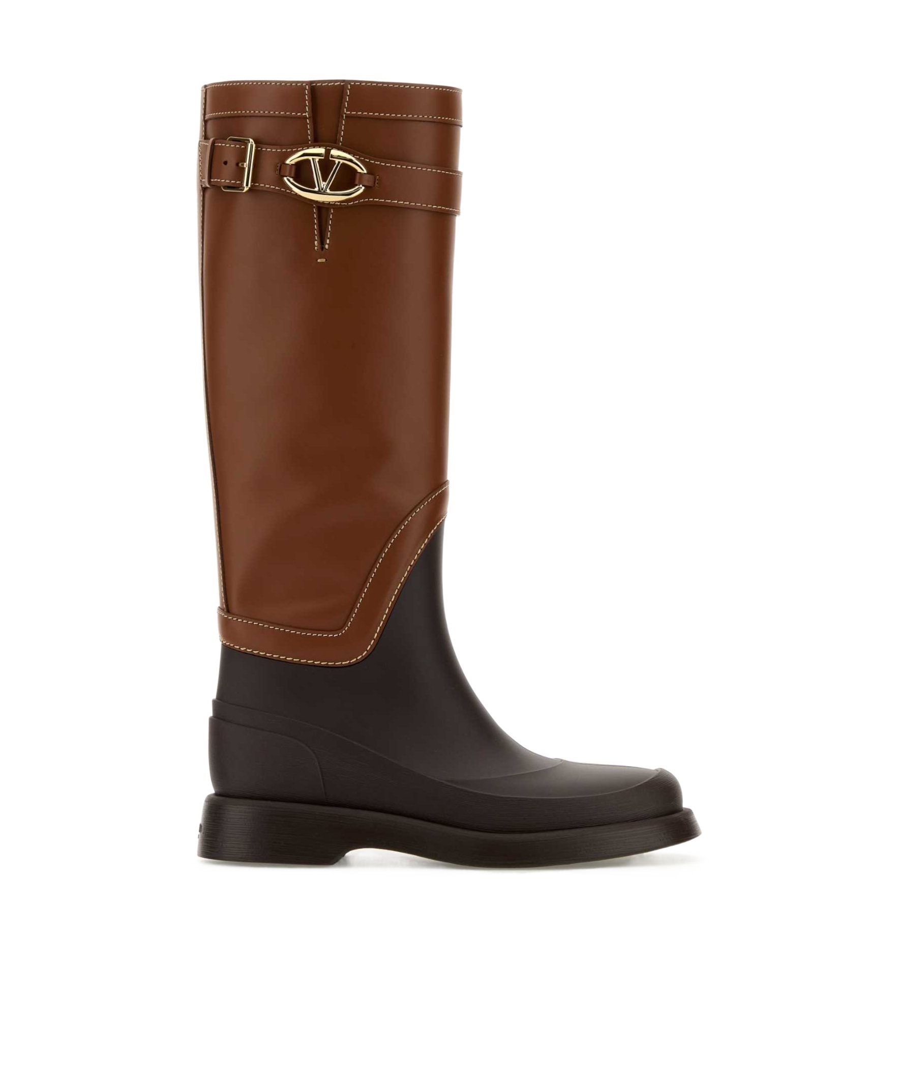 Shop Valentino Vlogo Boots In Brown