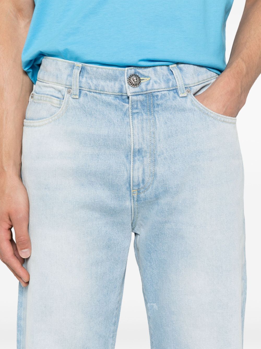 Balmain Straight Leg Denim Trousers In Blue