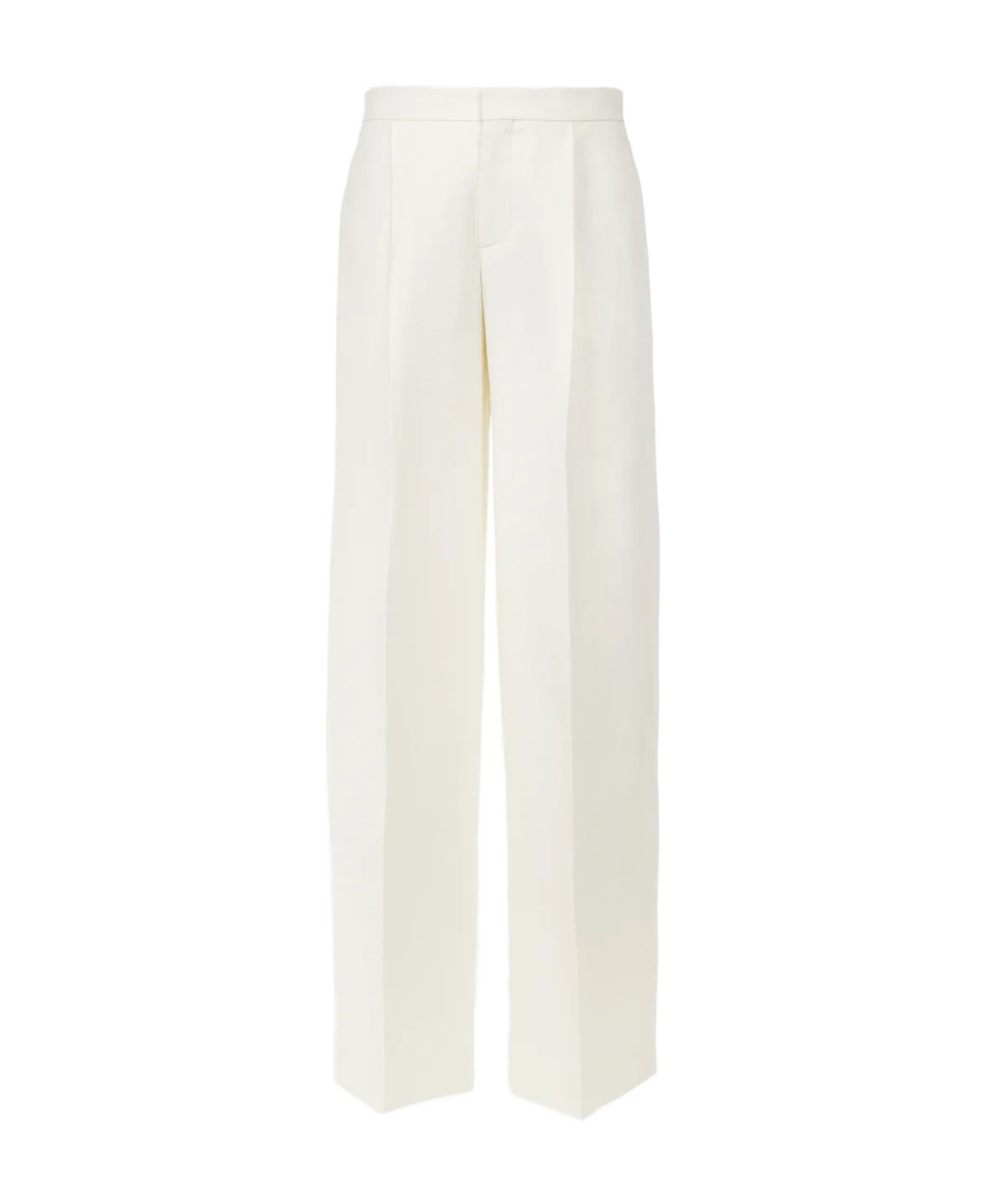 Chloé Relaxed Fit Straight Leg Linen Trousers In White