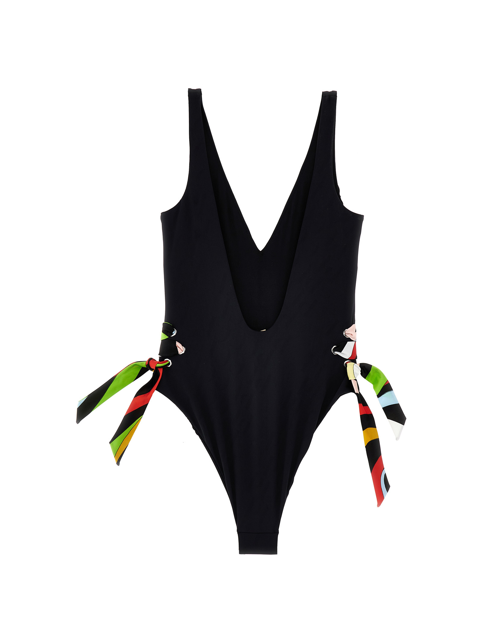 Pucci Stripes-print Swimsuit In Black