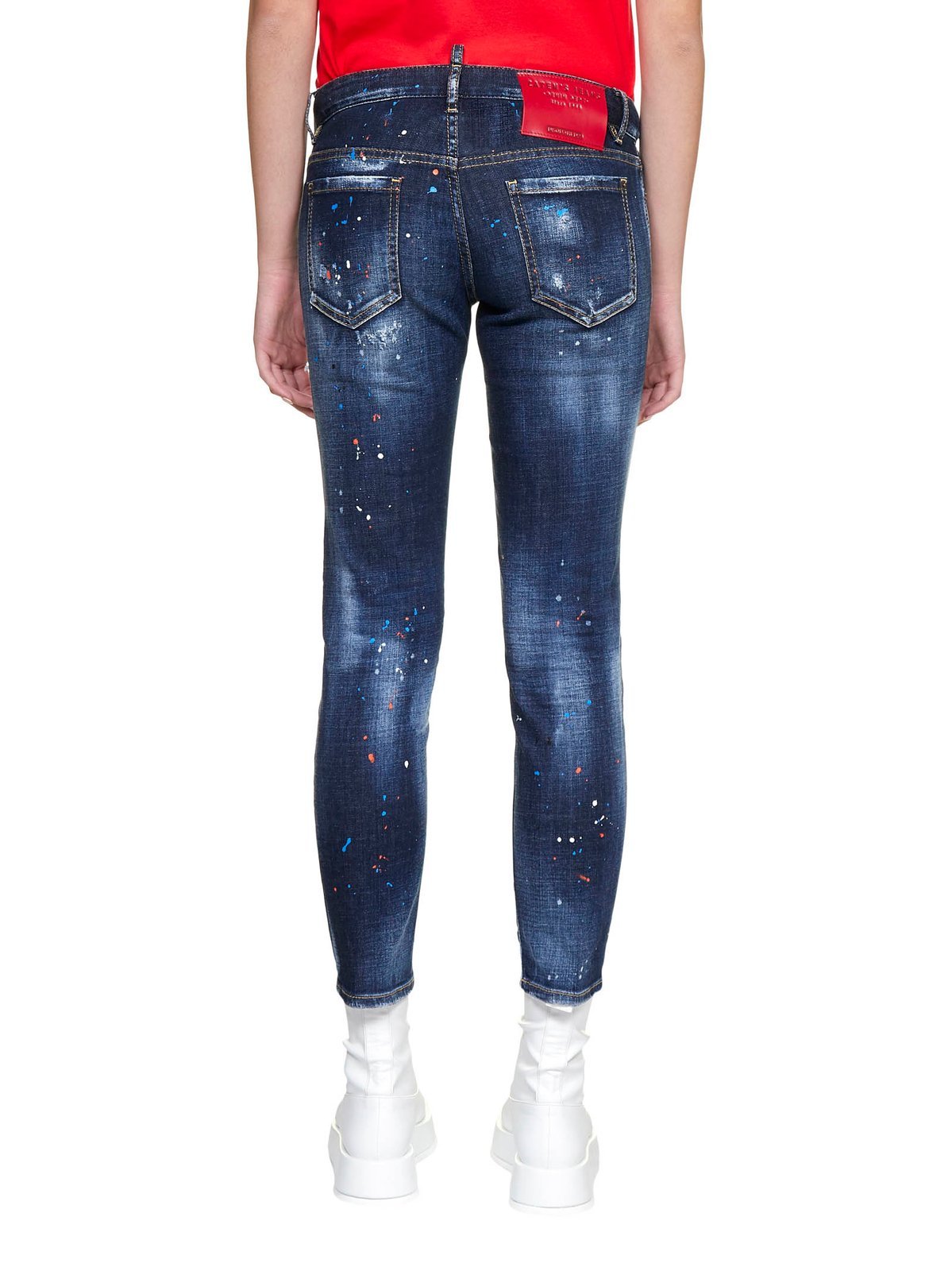 Dsquared2 Blue Cropped Distressed Denim Jeans In Blue