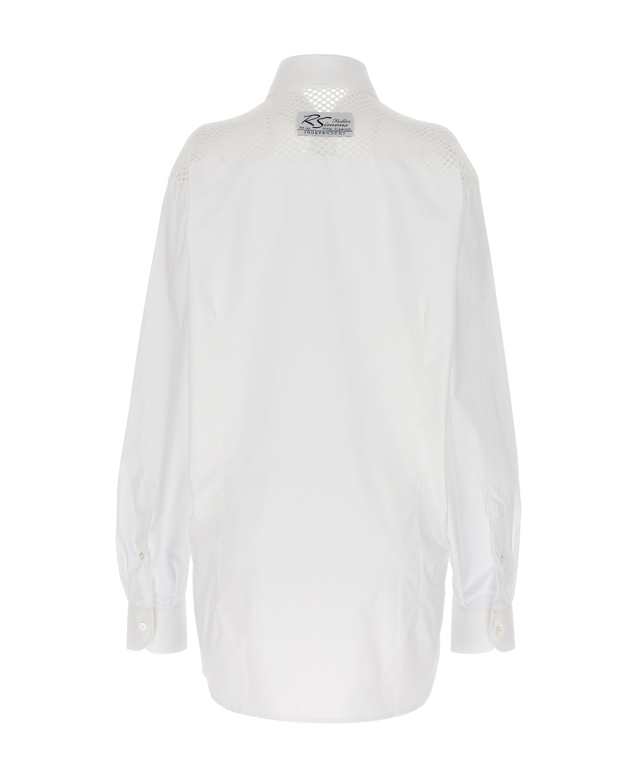 Shop Raf Simons Mesh Detailed Buttoned Shirt In White