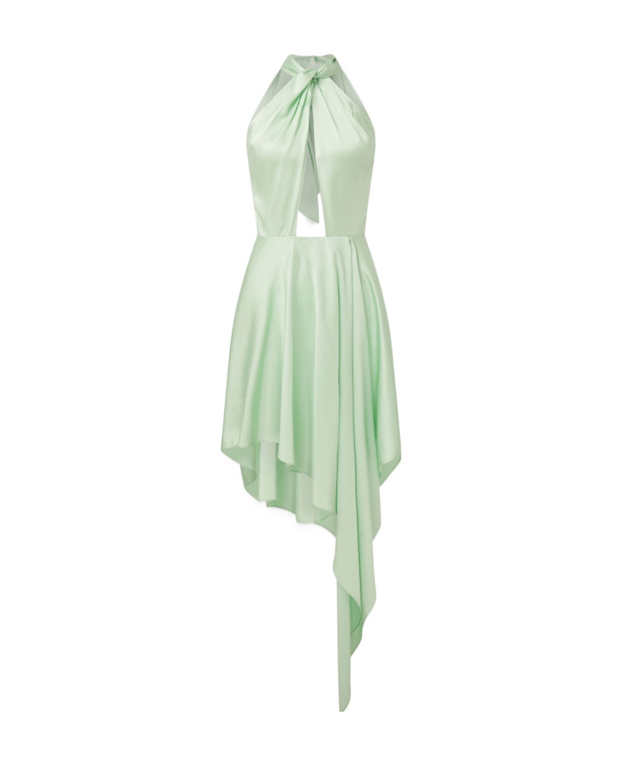 Stella Mccartney Cut-out Sleeveless Asymmetric Dress In Green