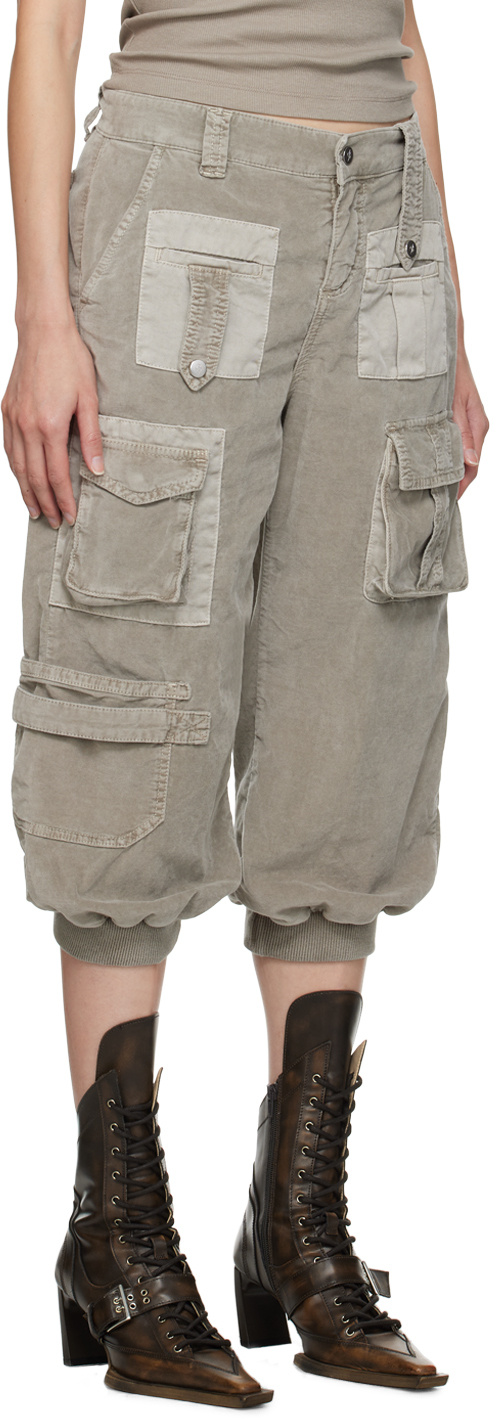Shop Blumarine Cropped Cargo Trousers In Nude