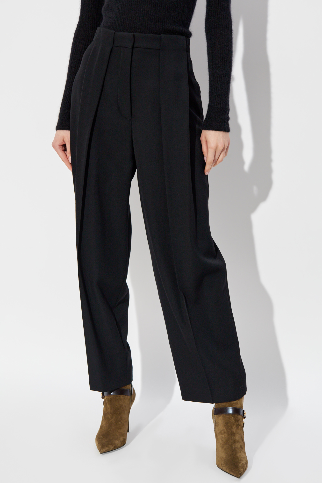 BALMAIN PLEATED GRAIN DE POUDRE TROUSERS