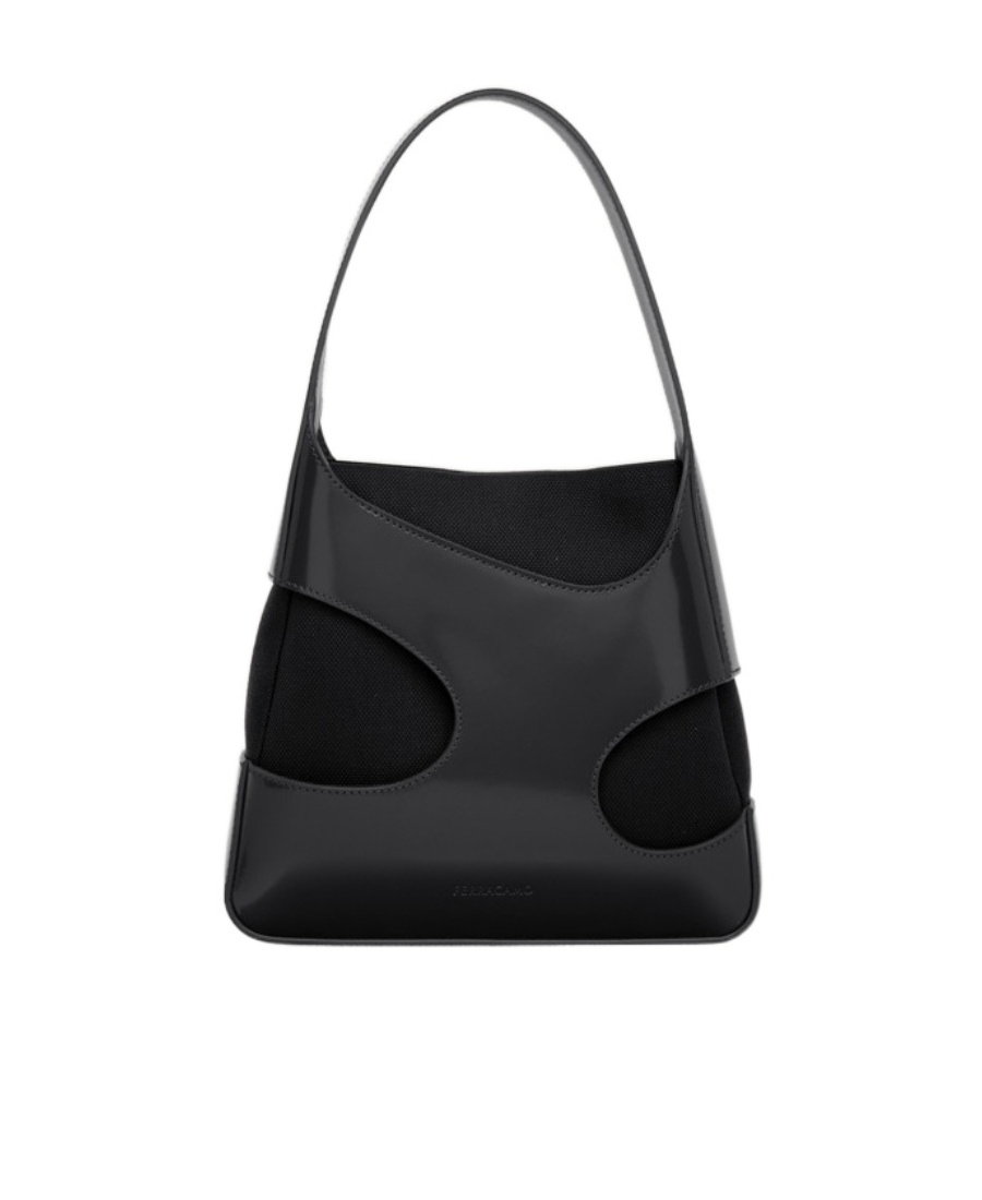 Ferragamo Cut-out Leather Shoulder Bag In Black