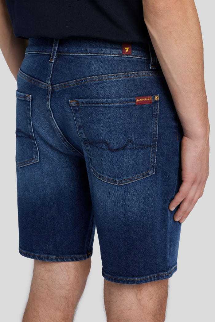 7 For All Mankind Mid-rise Denim Shorts In Blue