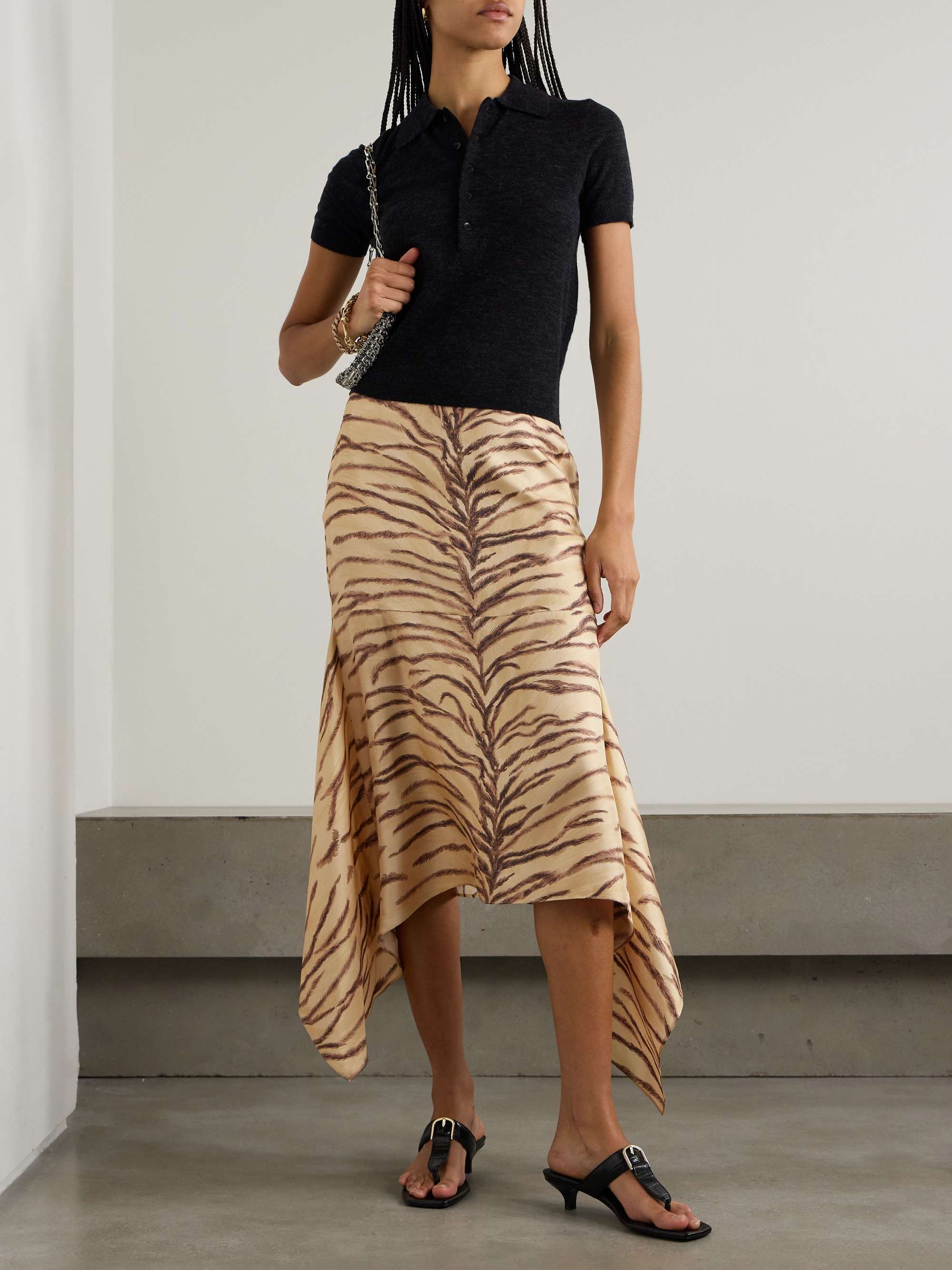 Stella Mccartney Asymmetrical Ruffled Skirt In Nude