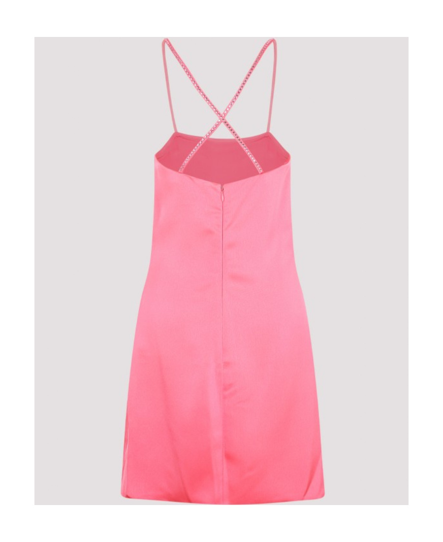 Attico Fujiko Crystal-embellished Satin Mini Dress In Pink