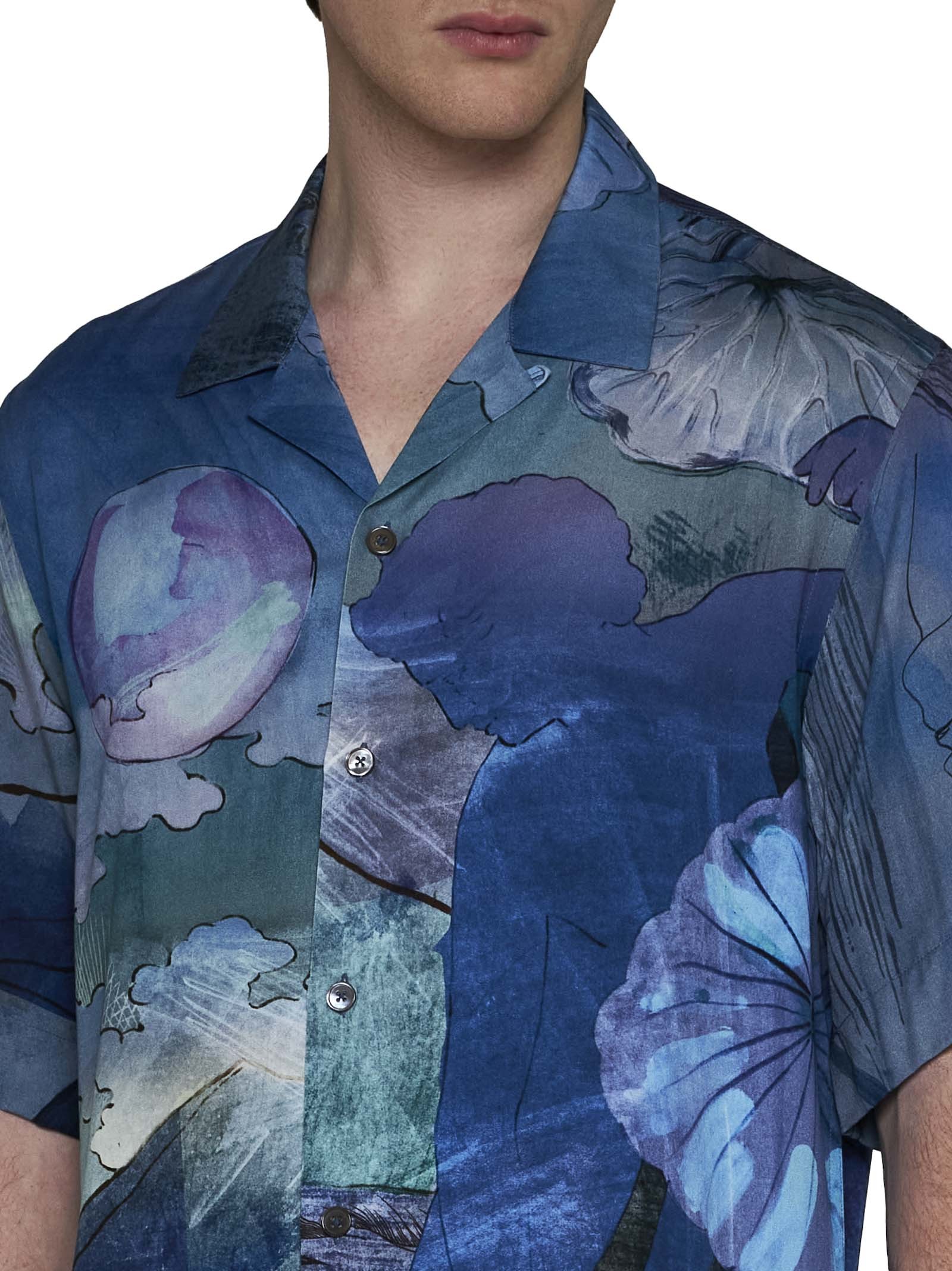 Paul Smith Graphic-print Short-sleeve Shirt In Blue