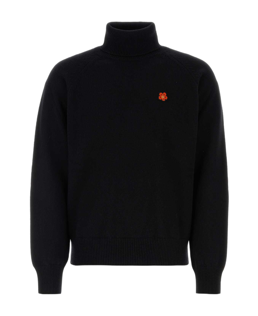 Kenzo Boke Flower-patch Wool Jumper In Black