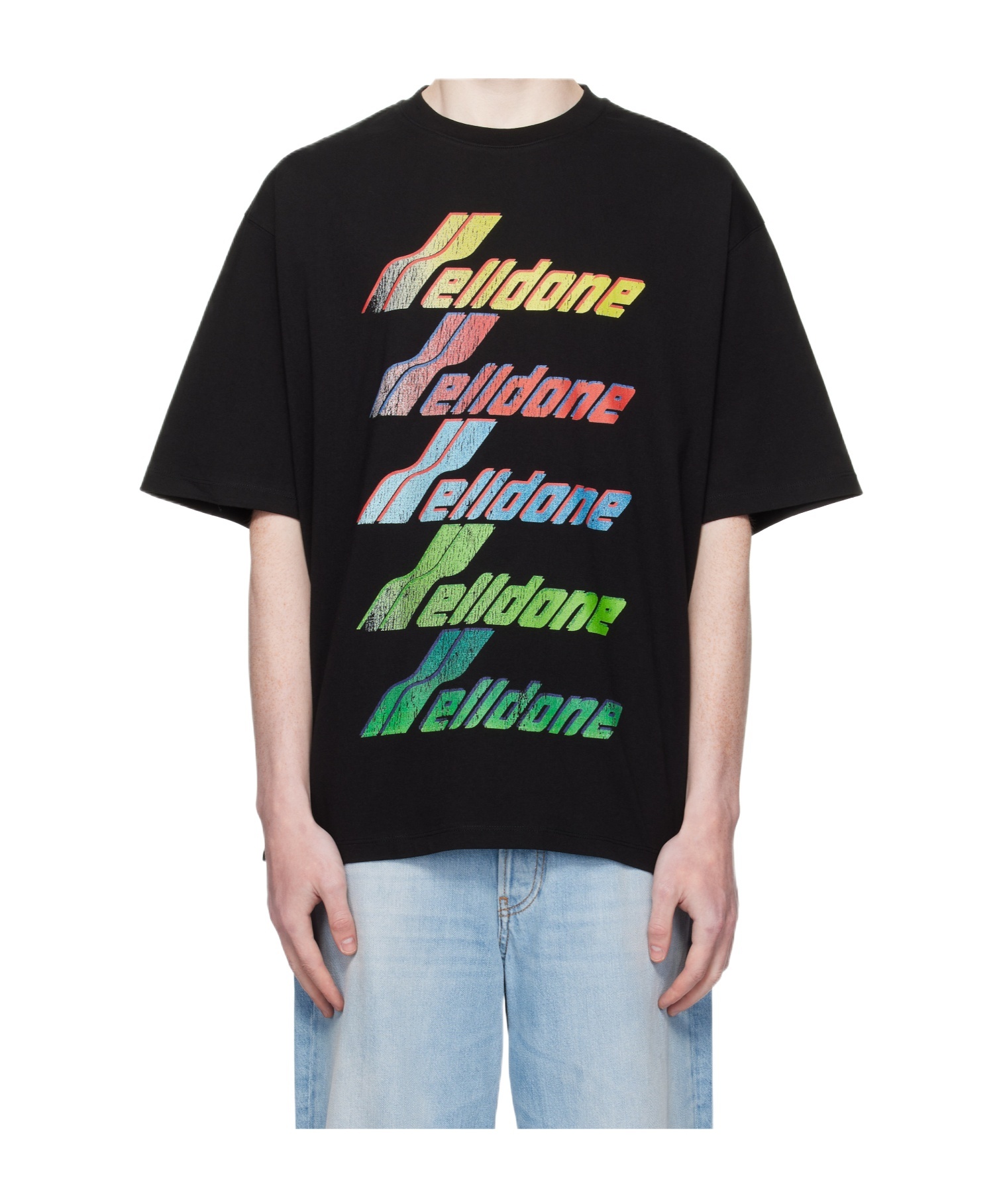 We11 Done Rainbow Logo T-shirt In Black