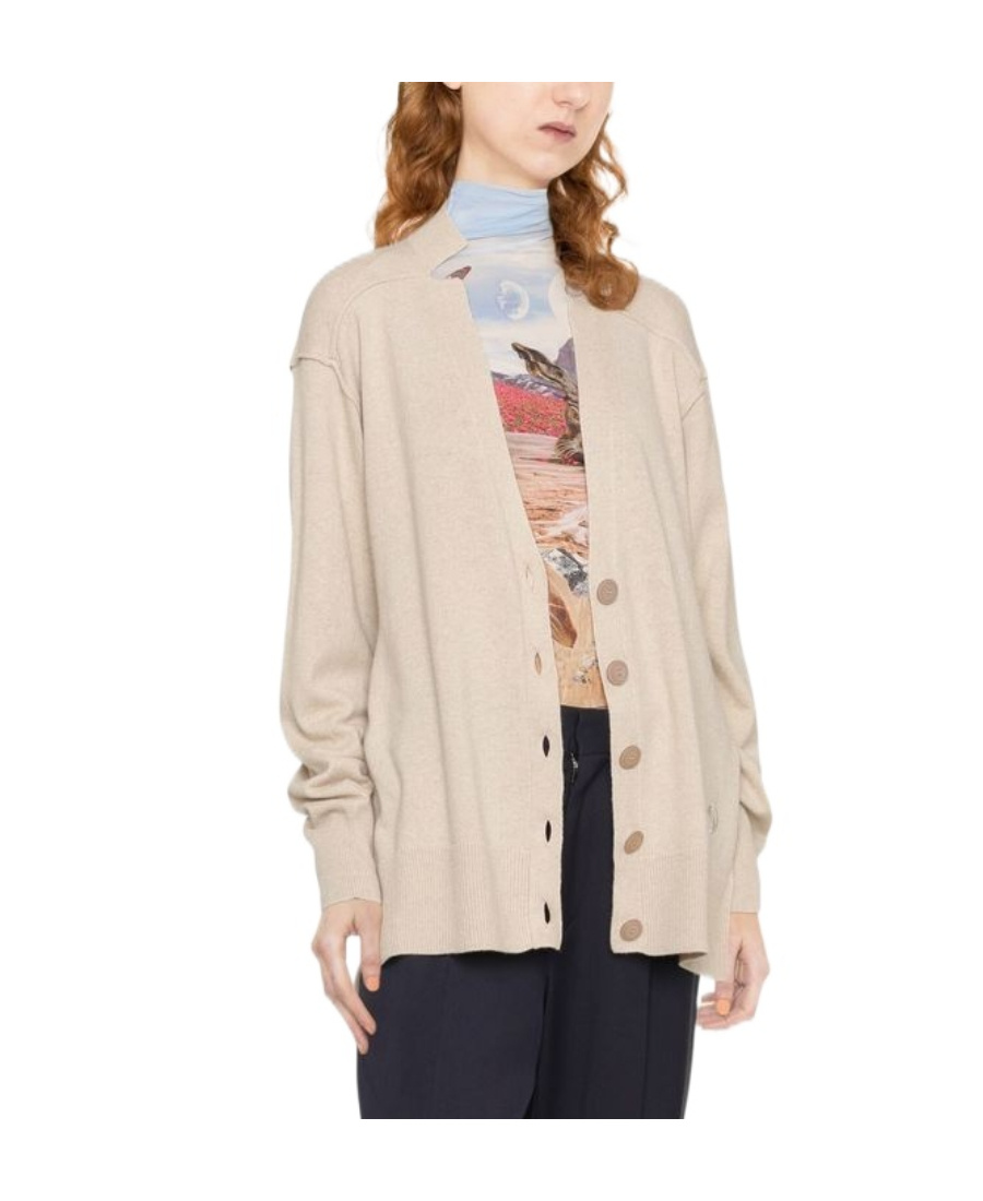 Stella Mccartney Long-sleeved V-neck Cardigan In Nude