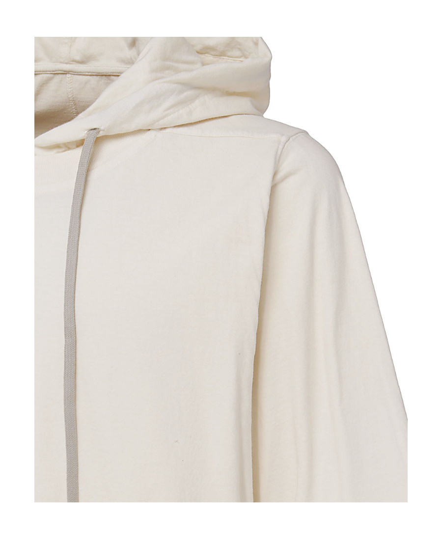 Rick Owens Drkshdw Layered Hooded Sweatshirt In White