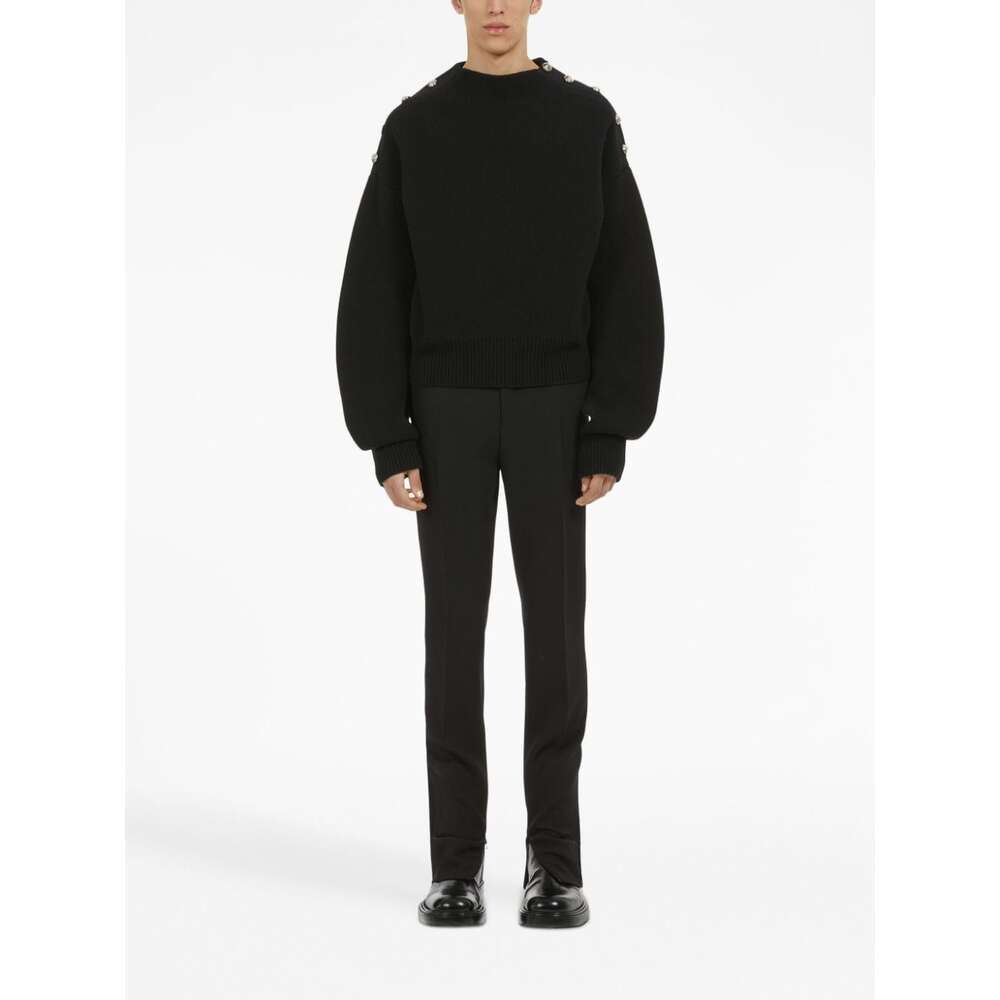 Ferragamo Maglione In Misto Lana Blu Notte Uomo In Black