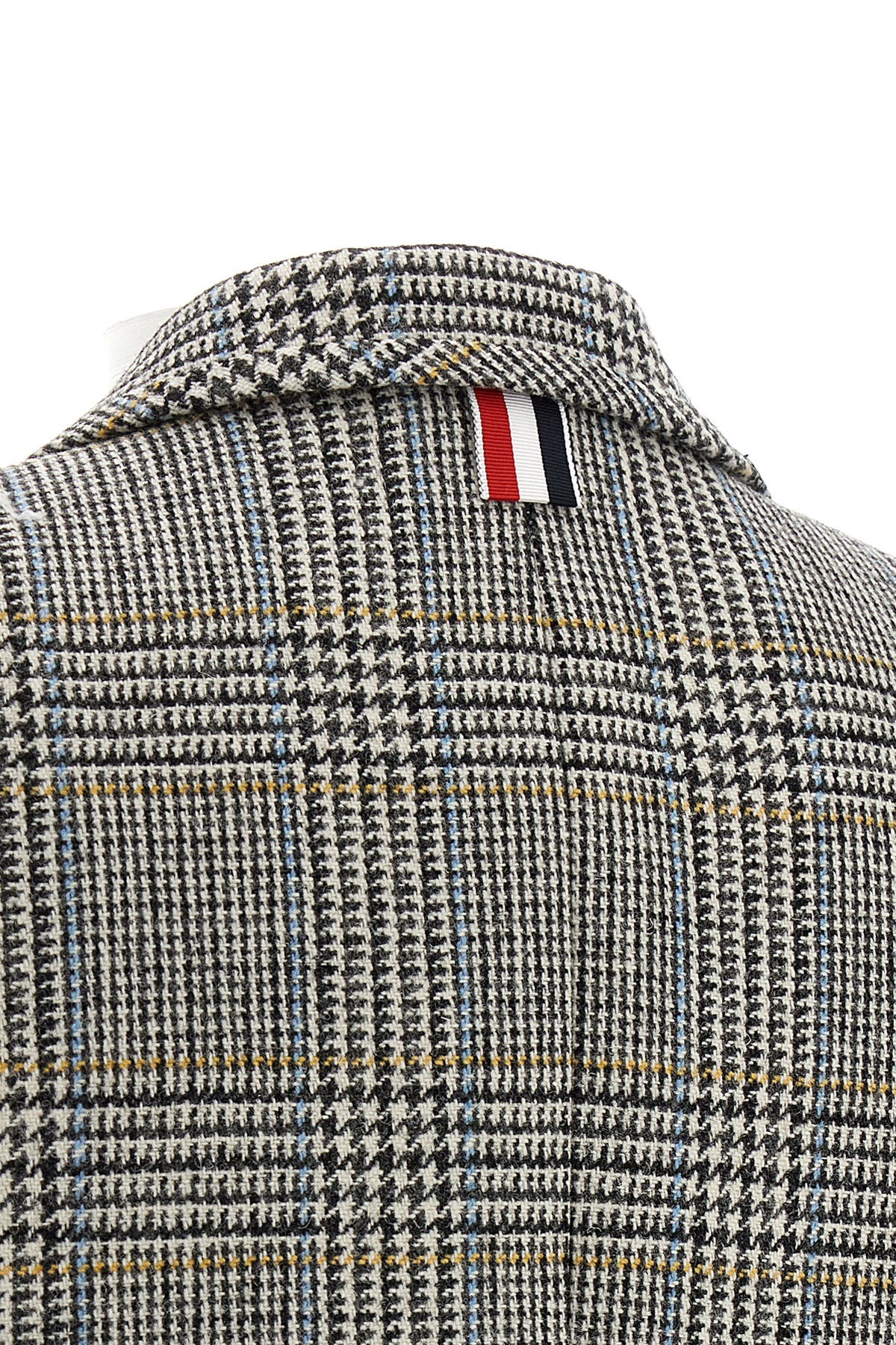 Thom Browne Checked Single-breasted Blazer In Gray