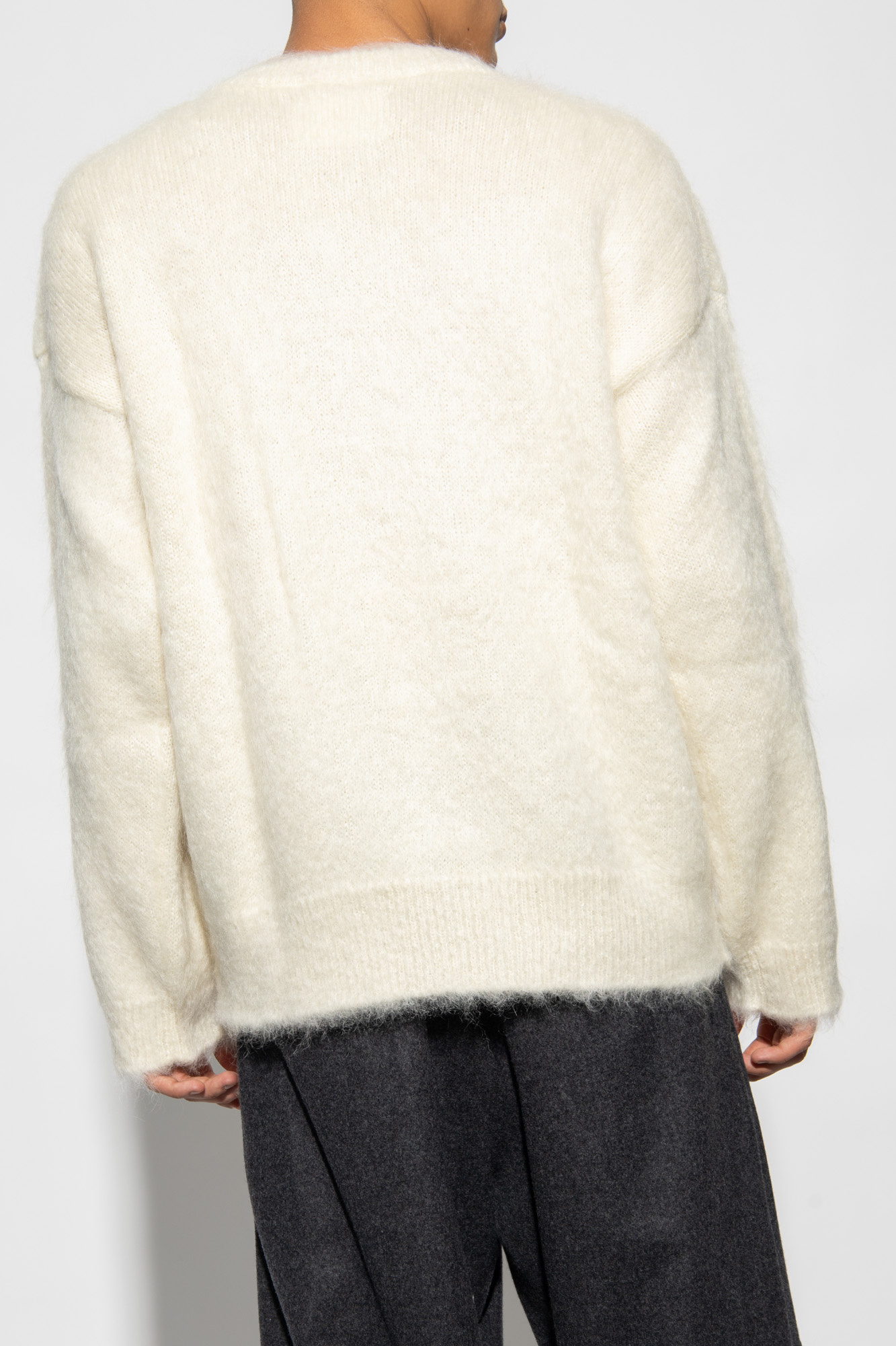 Jil Sander Man Sweater Cream Size 38 Mohair Wool, Polyamide In Nude
