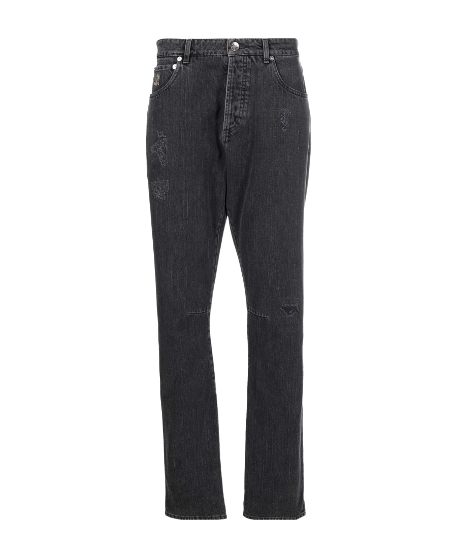 Brunello Cucinelli Dark-wash Straight-leg Jeans In Black