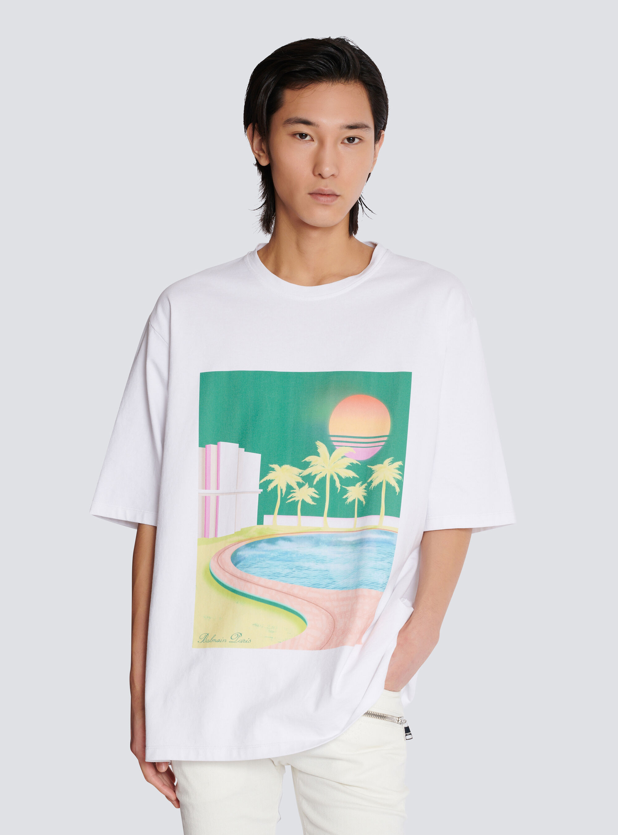 Balmain Graphic-print Cotton T-shirt In White