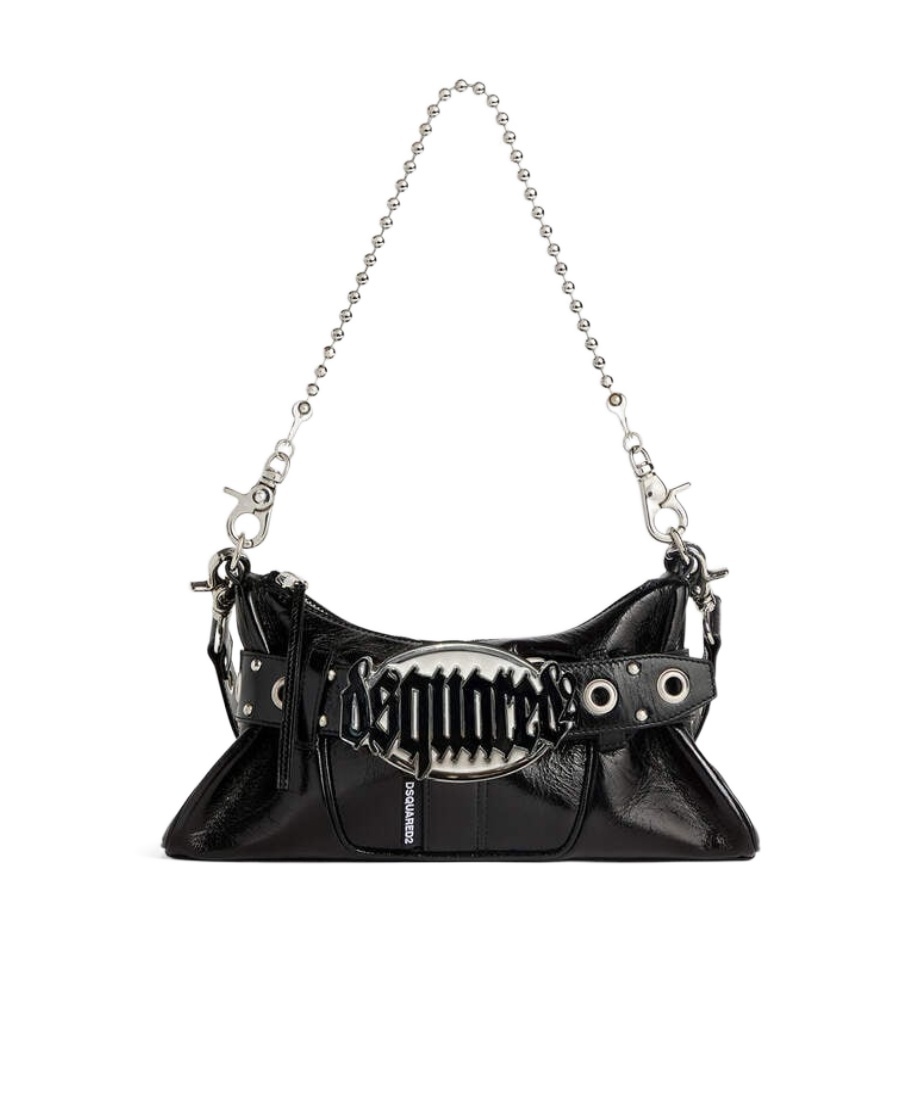 Dsquared2 Gothic Logo-plaque Leather Shoulder Bag In Black