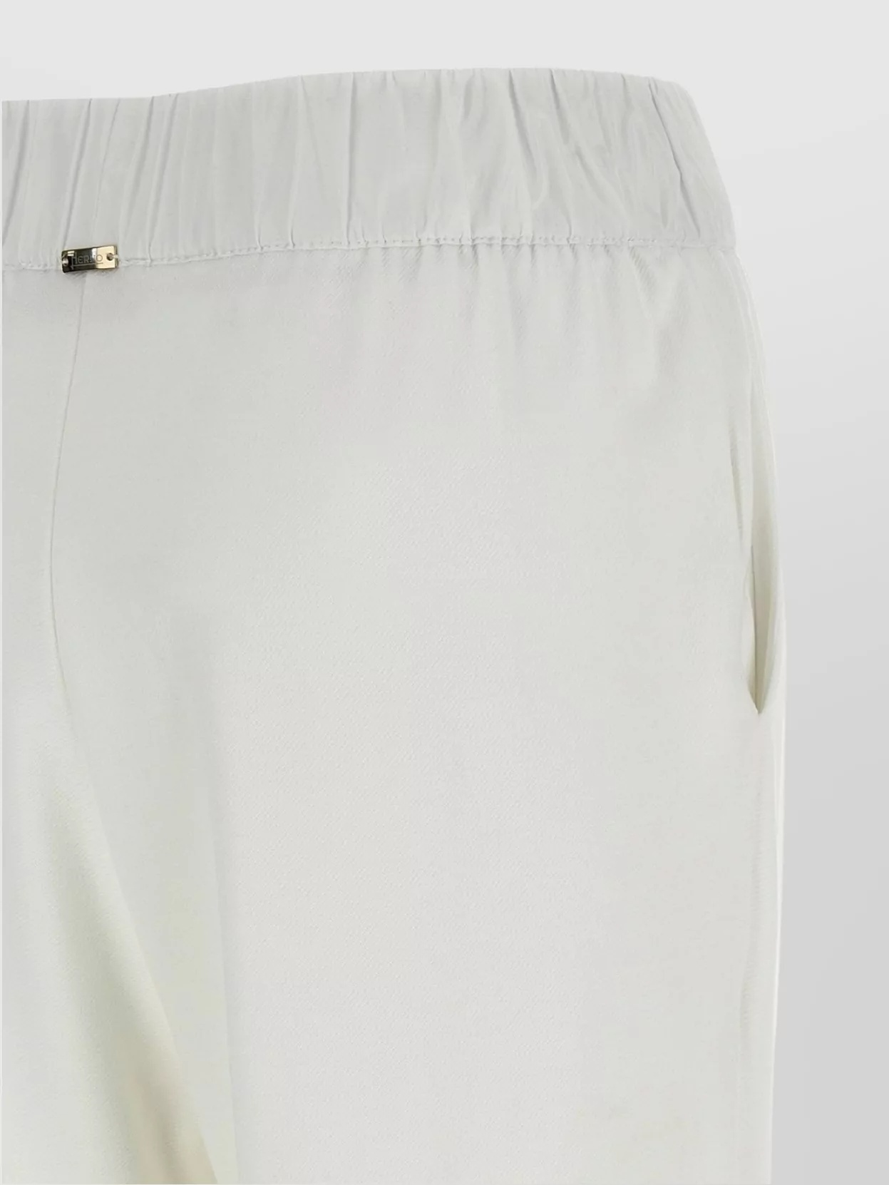 Herno Elastic Waistband Cuffed Hem Side Pockets Trousers In White