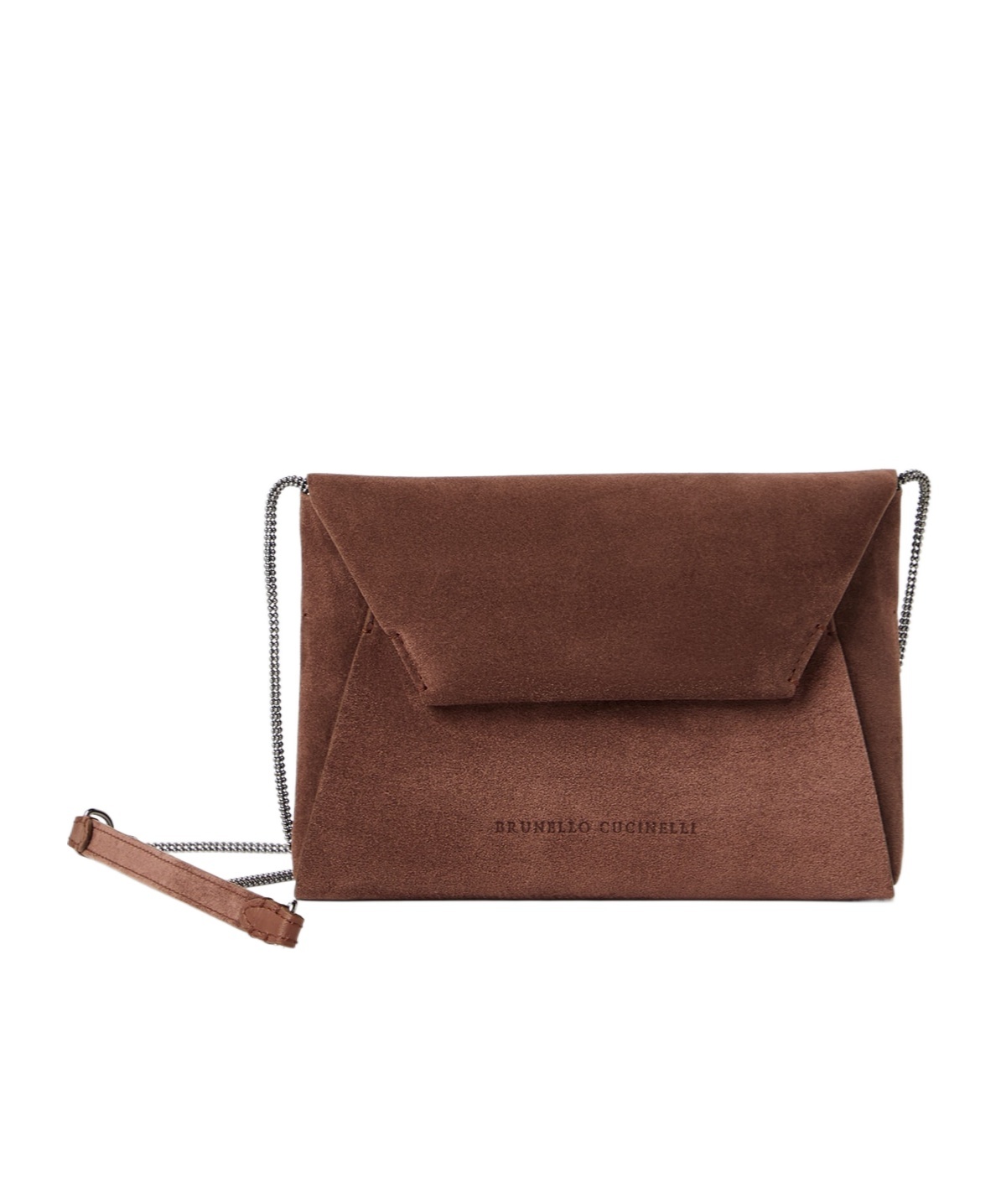 Brunello Cucinelli Small Envelope Suede Clutch Bag With Monili Decoration In Burgundy