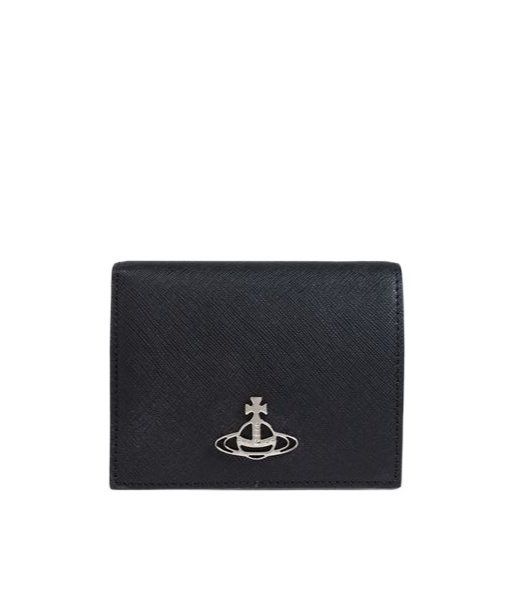 Vivienne Westwood Black Bi-fold Wallet With Logo Orb Black In Black