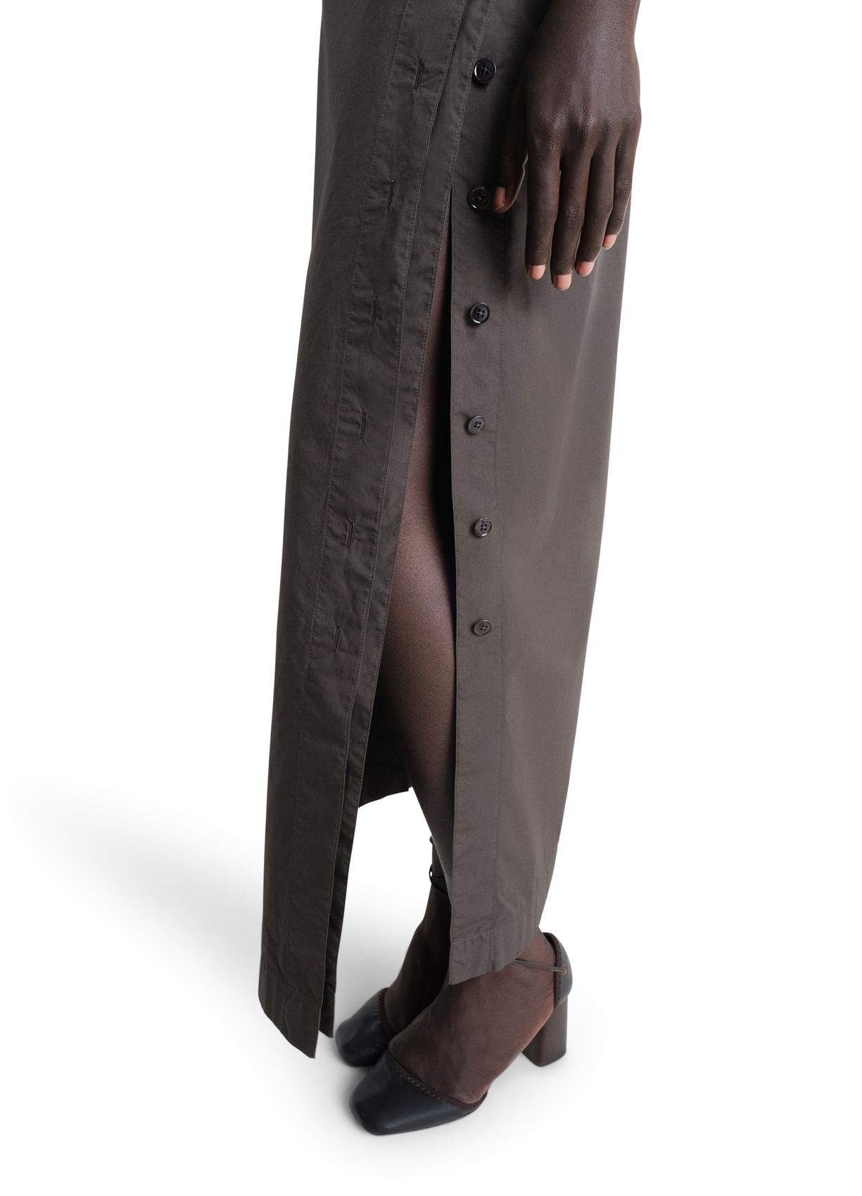 Shop Lemaire Buttoned Long Skirt In Brown
