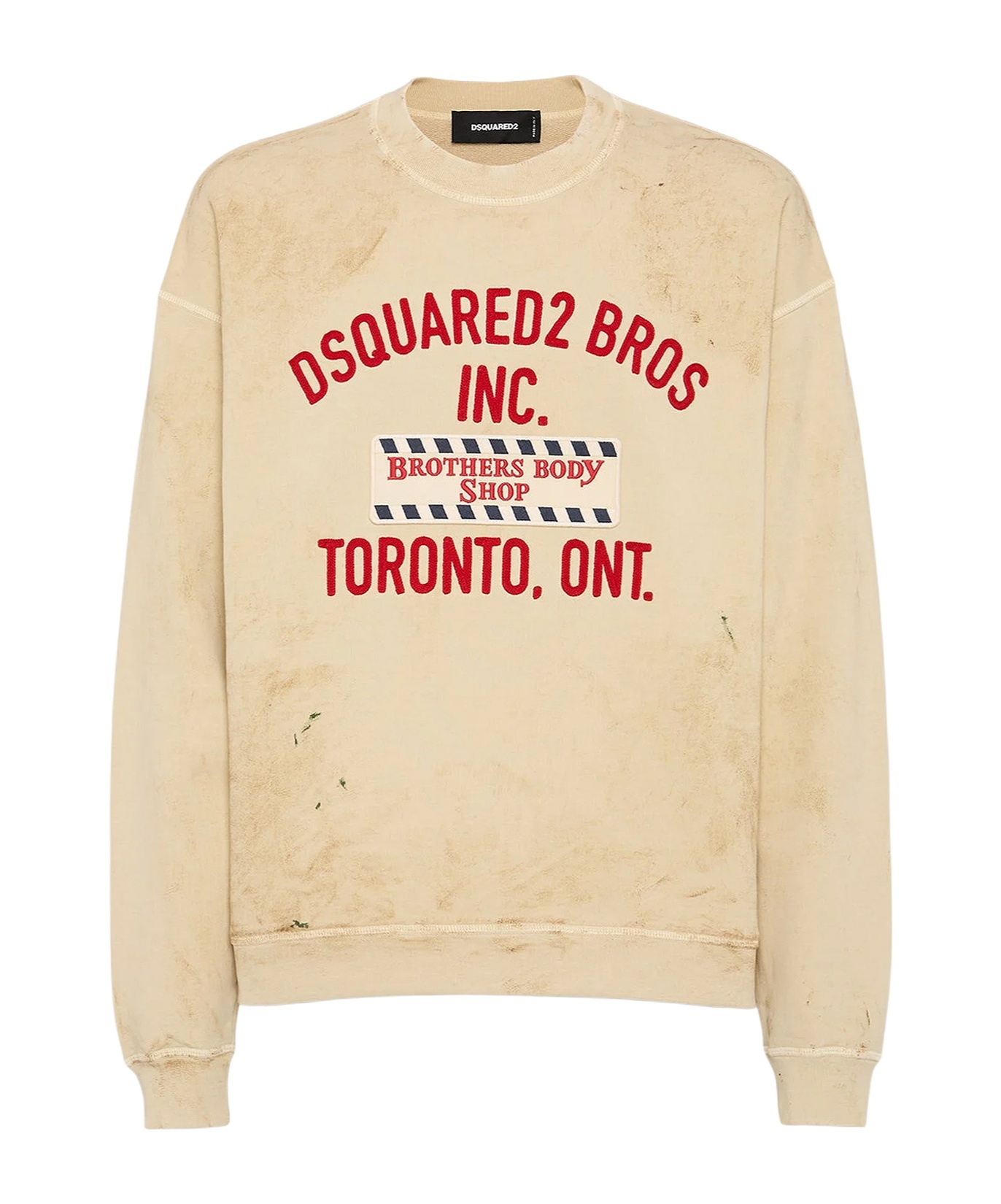 Dsquared2 Cotton Sweatshirt With Distressed Effect In Neutral