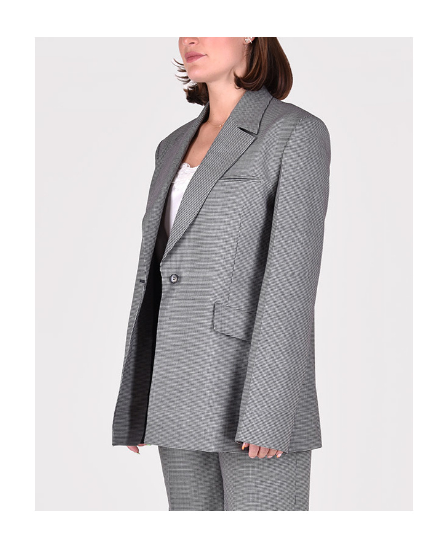 Nanushka Puppytooth Oversized Blazer In Gray