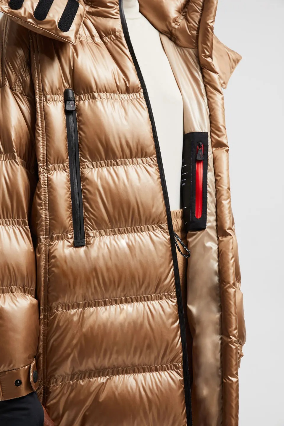 Moncler Grenoble Rochelair Long Down Coat In Brown