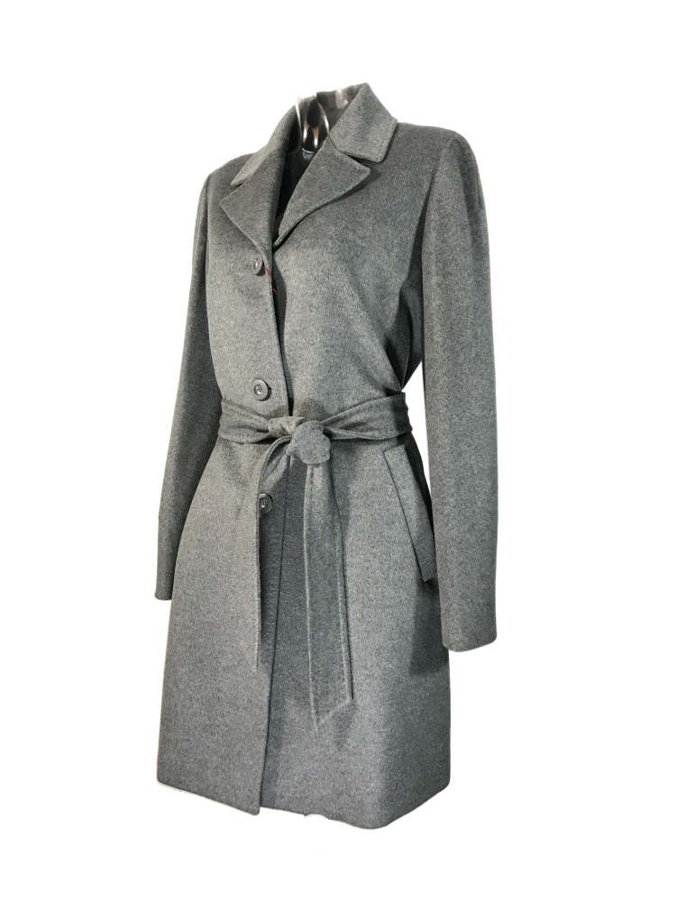 Max Mara Long-sleeved Lace-up Coat In Gray