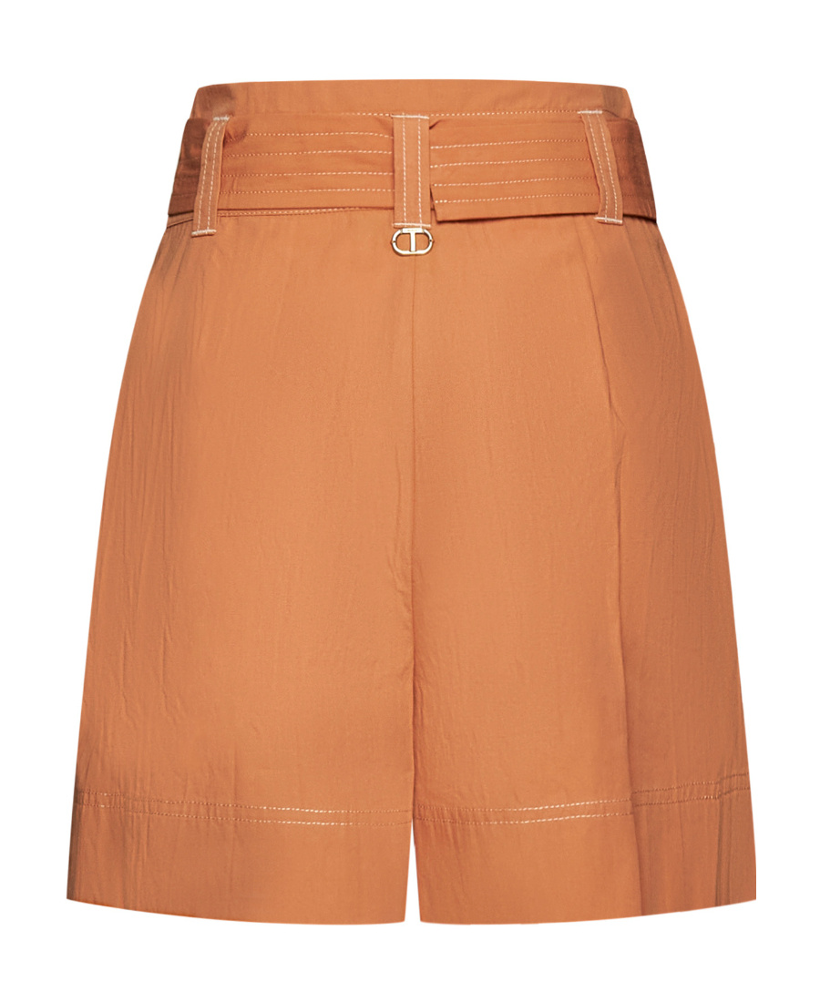 Shop Twinset Belted High-waist Shorts In Brown