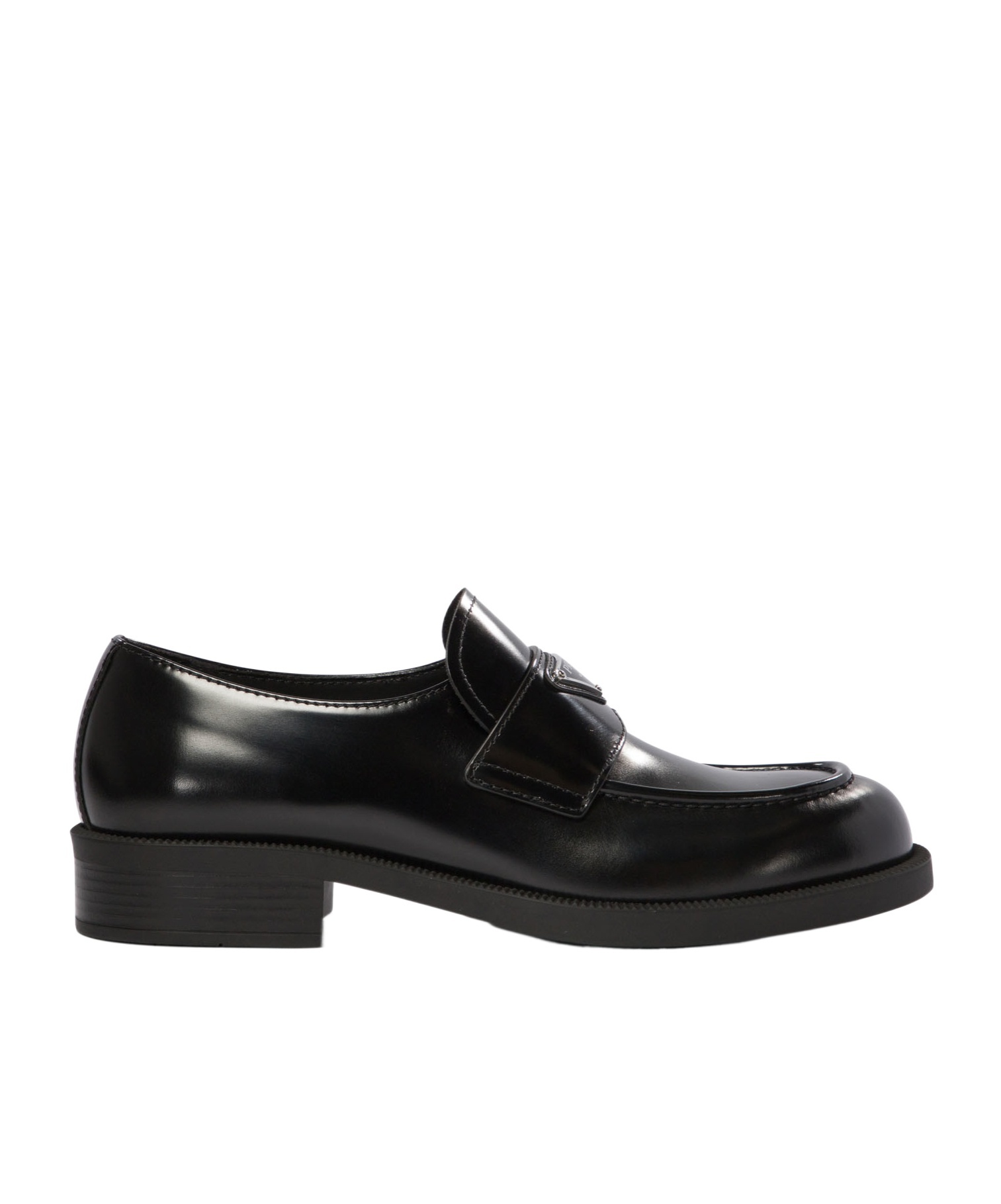 Prada Chocolate Moccasin In Black Patent Leather Men