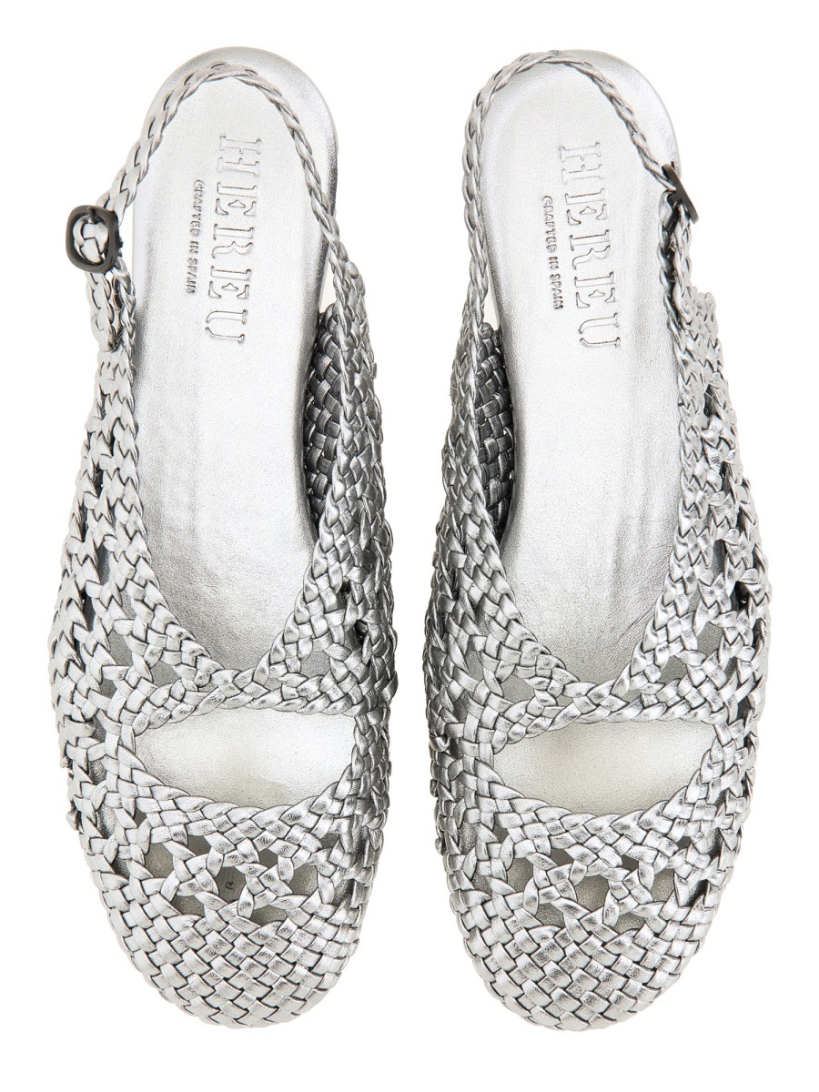 Hereu Round-toe Flat Sandals In Silver
