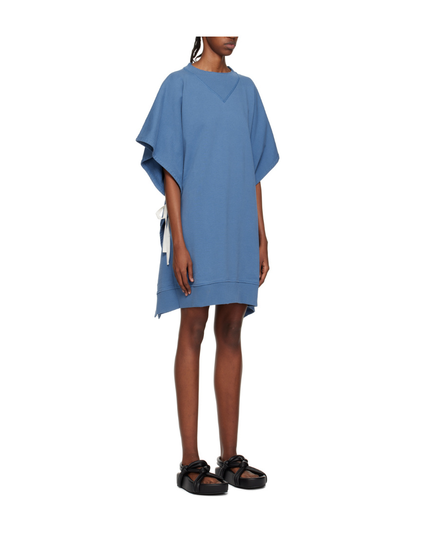 Mm6 Maison Margiela Round Collar Dress With Slit In Blue