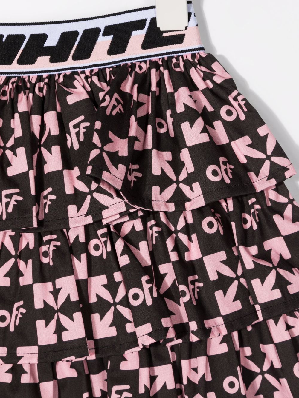 Off-white Monogram-print Ruffle Skirt In Black